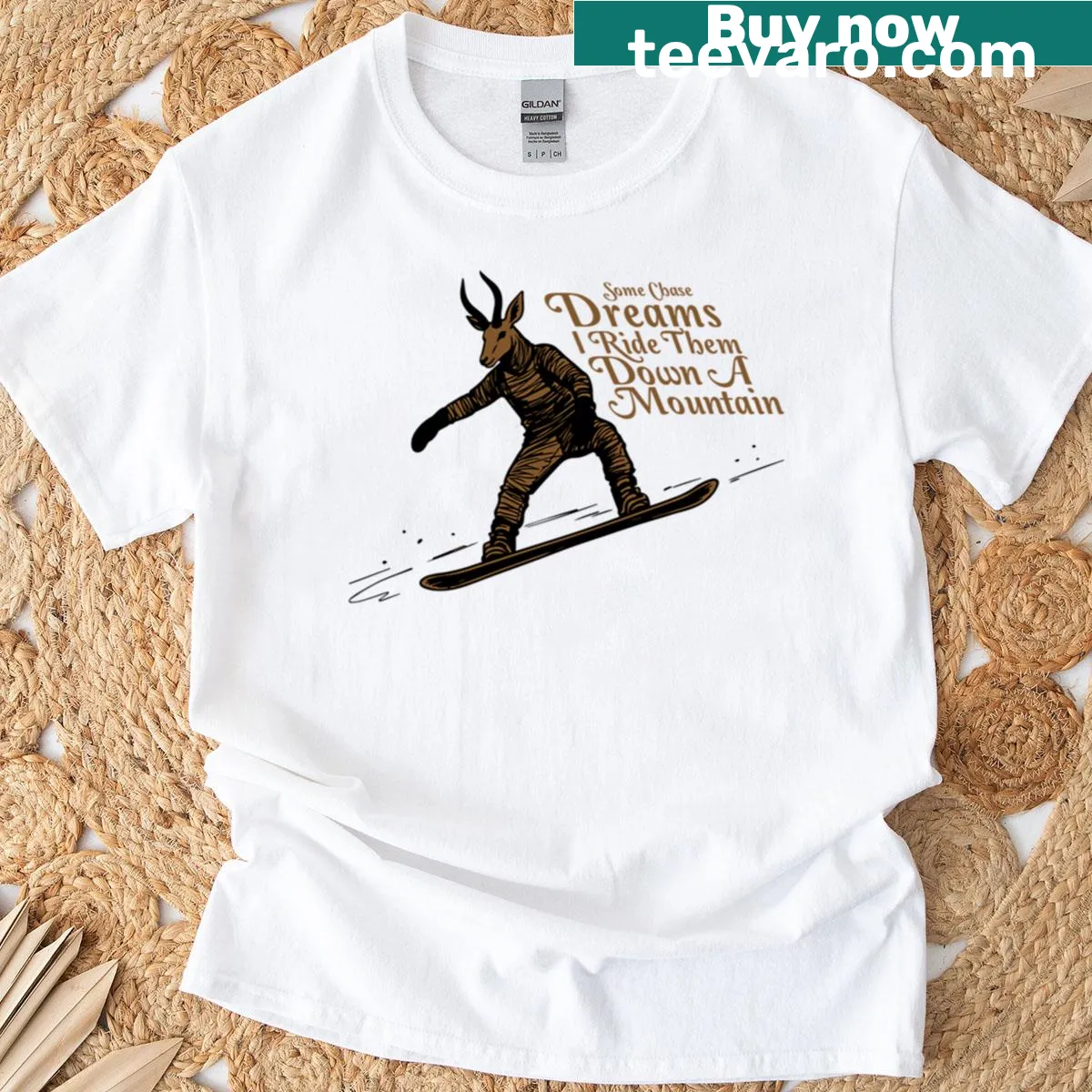 Inspirational t-shirt with motivational phrase about chasing dreams — on a men's t-shirt