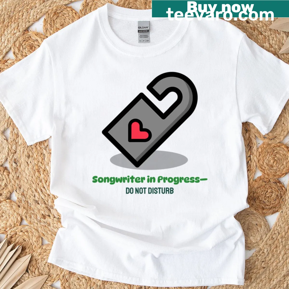T-shirt declaring songwriter in progress with a do not disturb message — on a men's t-shirt