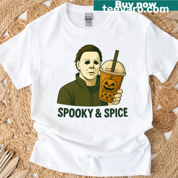 Halloween-themed t-shirt featuring playful spooky graphics