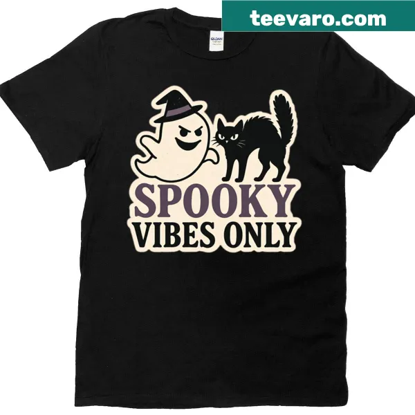 Funny ghost graphic Halloween shirt with spooky vibes only
