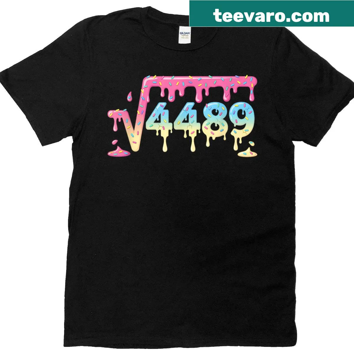 Square root of 4489 graphic birthday shirt for 67 year olds — on a men's t-shirt