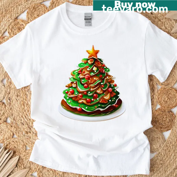 Cute Christmas tree T-shirt with sugar-coated design