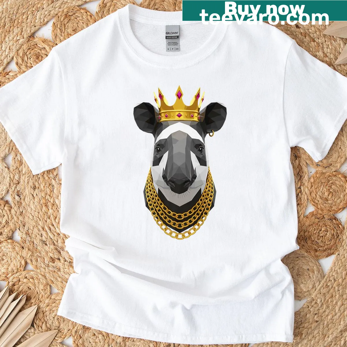 Tapir character wearing a golden crown, illustrated in a playful style — on a men's t-shirt