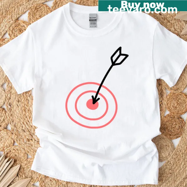 Playful T-shirt featuring a target and arrow graphic