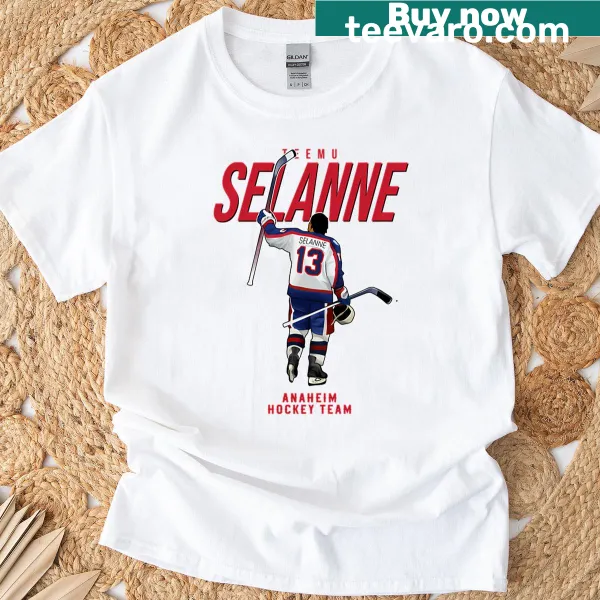 Teemu Selanne Anaheim hockey t-shirt featuring number 8