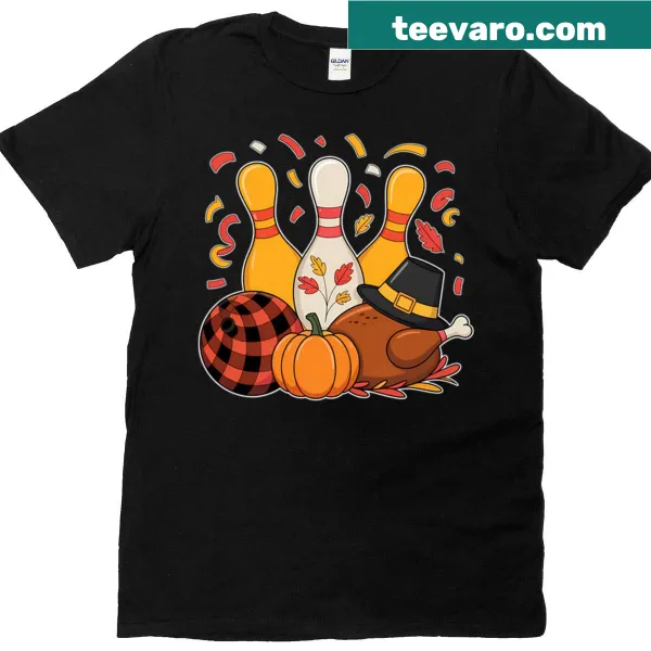 Thanksgiving themed T-shirt with bowling graphic