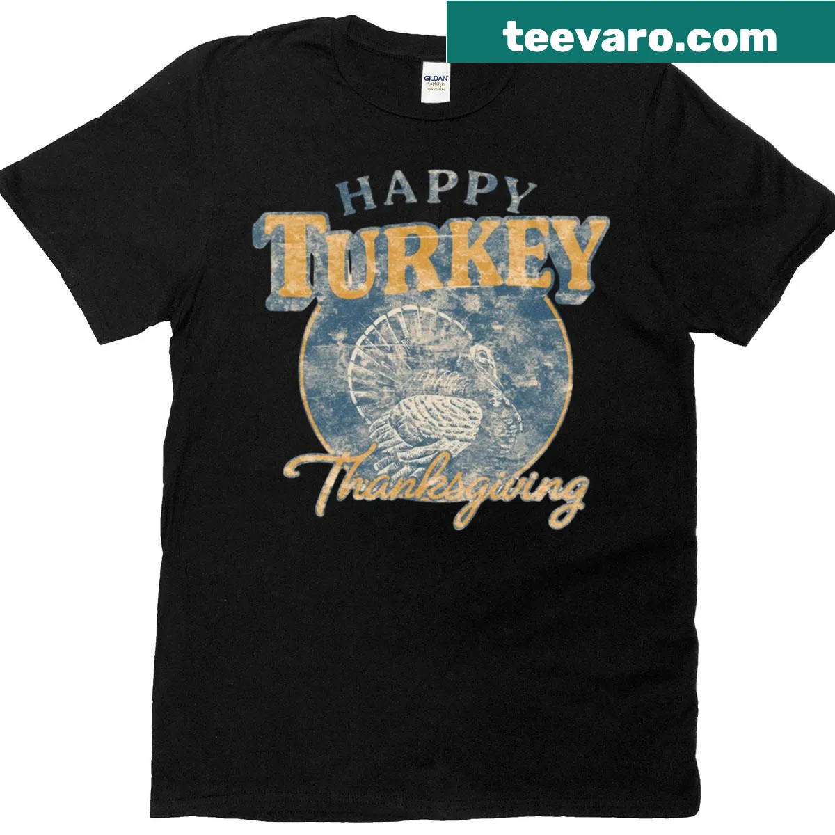 Vintage Thanksgiving turkey graphic T-shirt — on a men's t-shirt