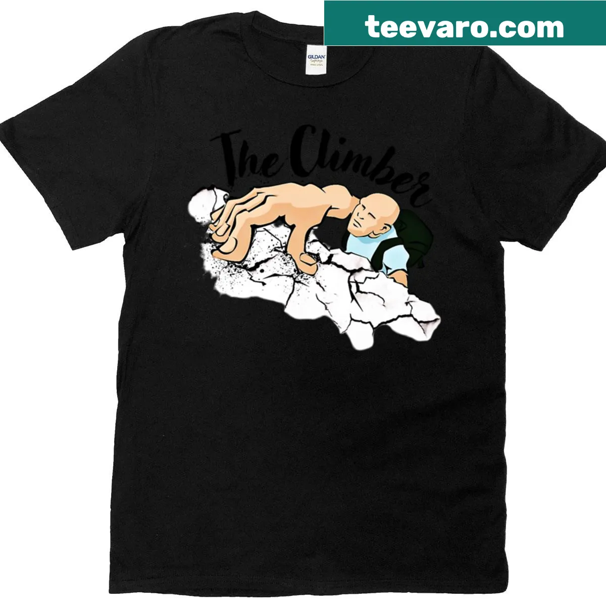 Climbing-themed T-shirt with adventurous graphic — on a men's t-shirt