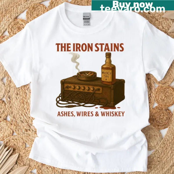 Gritty music-themed T-shirt with 'Ashes Wires Whiskey' text