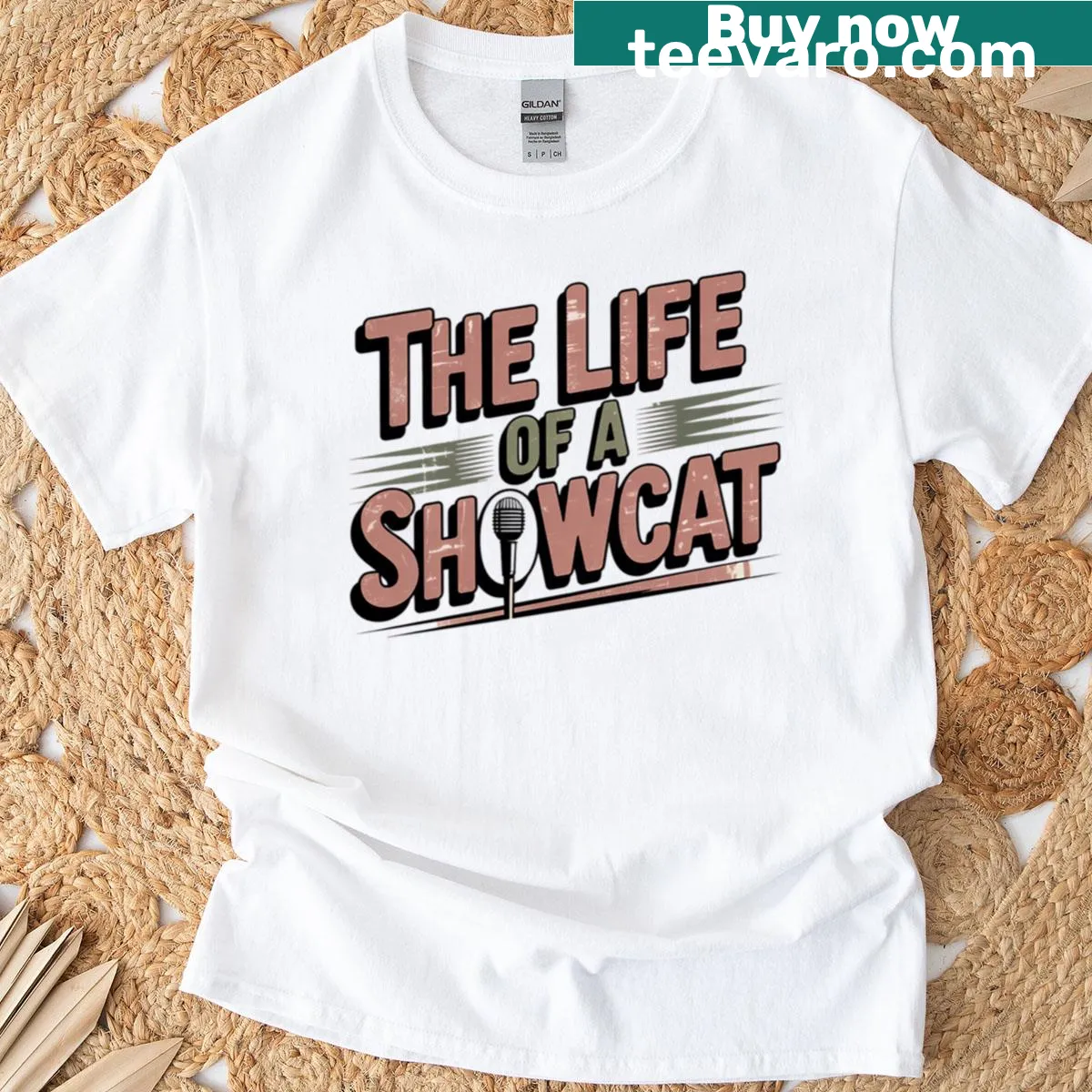 T-shirt featuring a quote about the life of a showcat — on a men's t-shirt