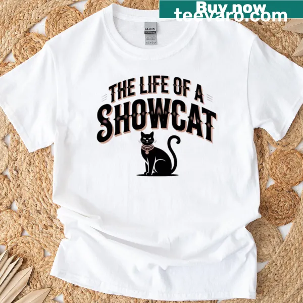 Vintage showcat design featuring a playful cat illustration