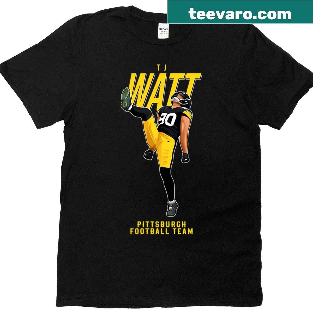 T-shirt featuring T.J. Watt's number 90 for Pittsburgh football fans — on a men's t-shirt