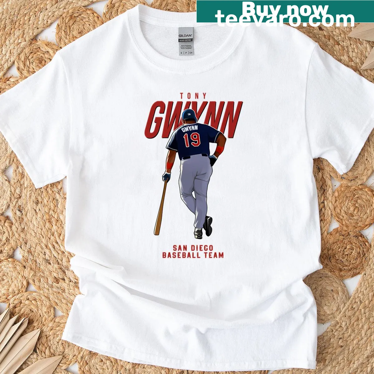 T-shirt featuring the number 19 in honor of Tony Gwynn and the San Diego team — on a men's t-shirt