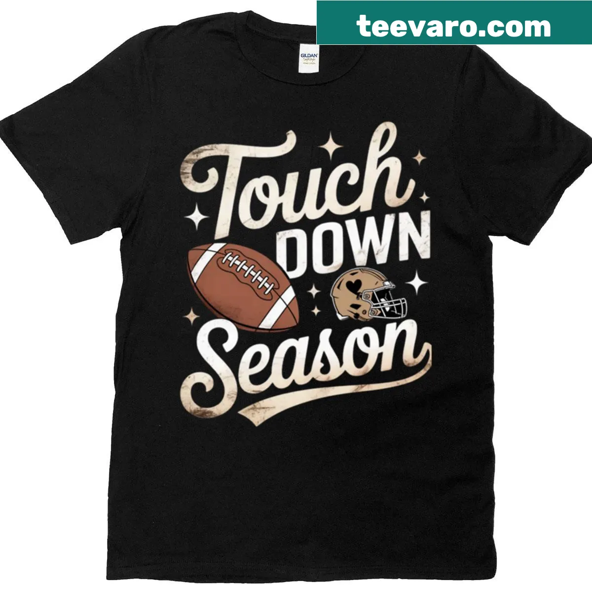 Football and coffee-themed T-shirt celebrating the season — on a men's t-shirt