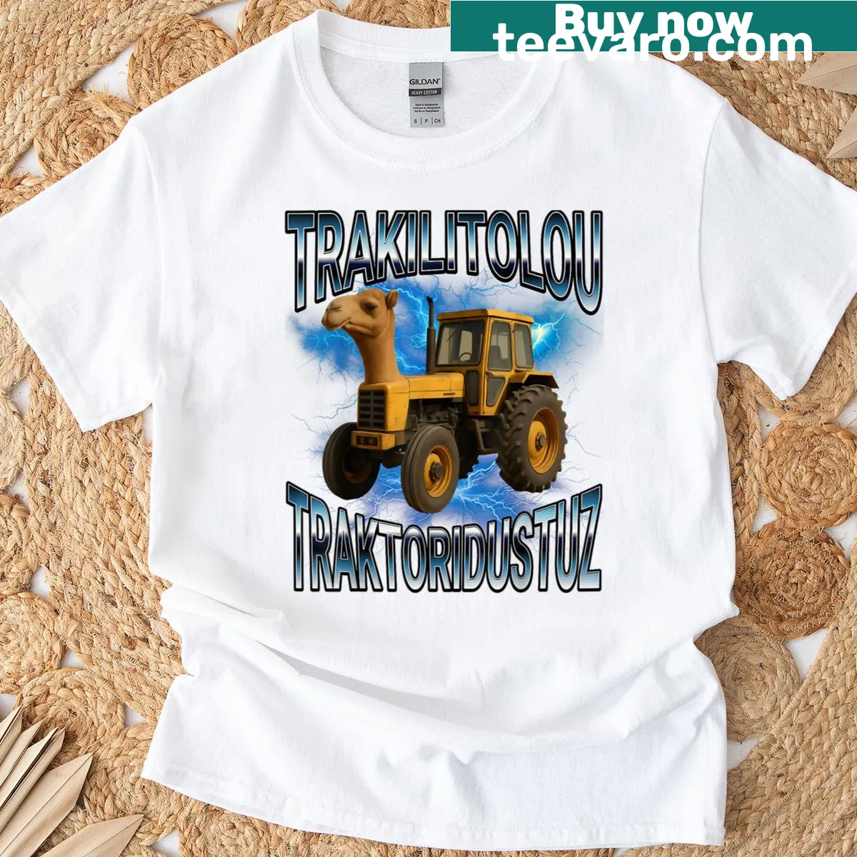 Typographical T-shirt celebrating tractors and farming life — on a men's t-shirt