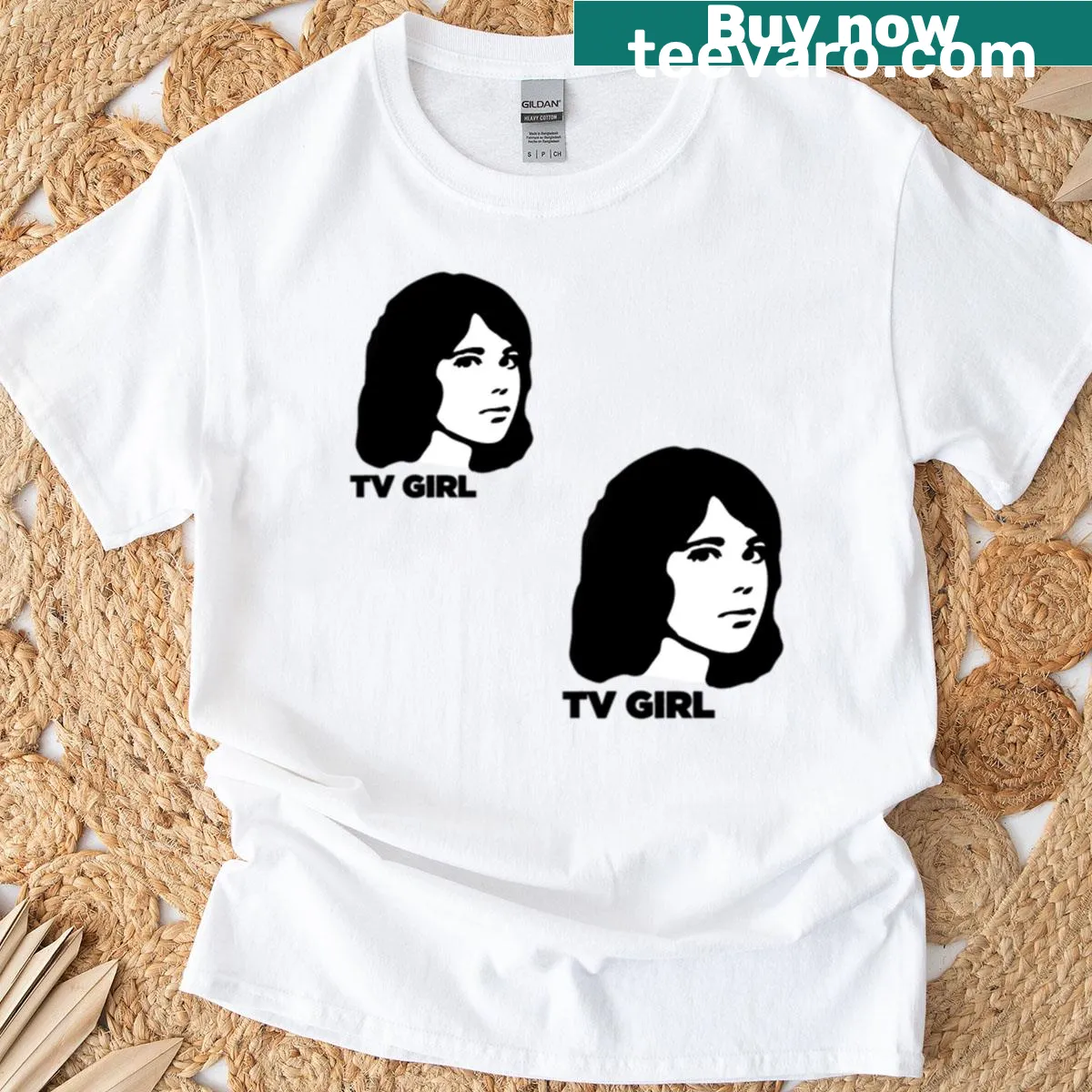 Playful TV Girl sticker sheet design on T-shirt — on a men's t-shirt