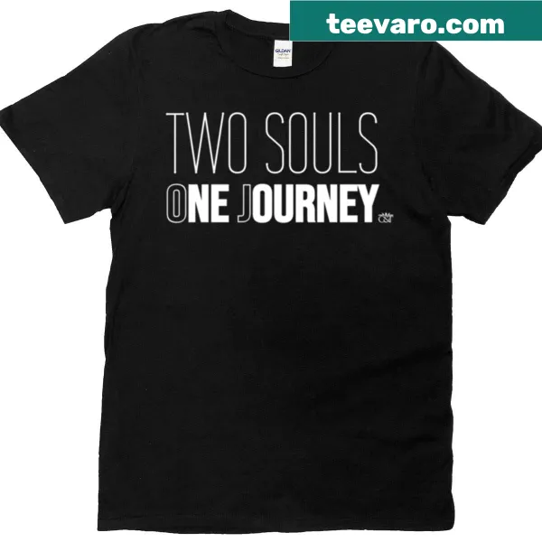 T-shirt with 'Two Souls One Journey' typography design