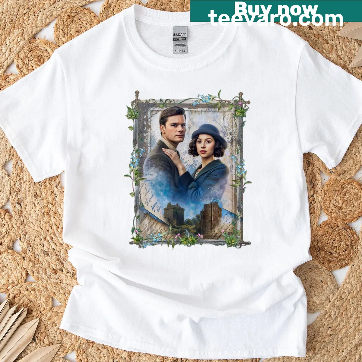 T-shirt with the phrase 'Us Through Time' featuring an elegant design — on a men's t-shirt