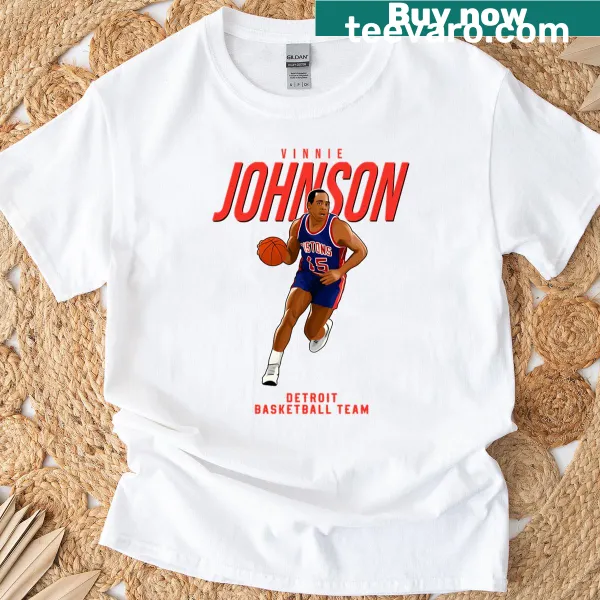 Vinnie Johnson Detroit basketball T-shirt featuring jersey number 15
