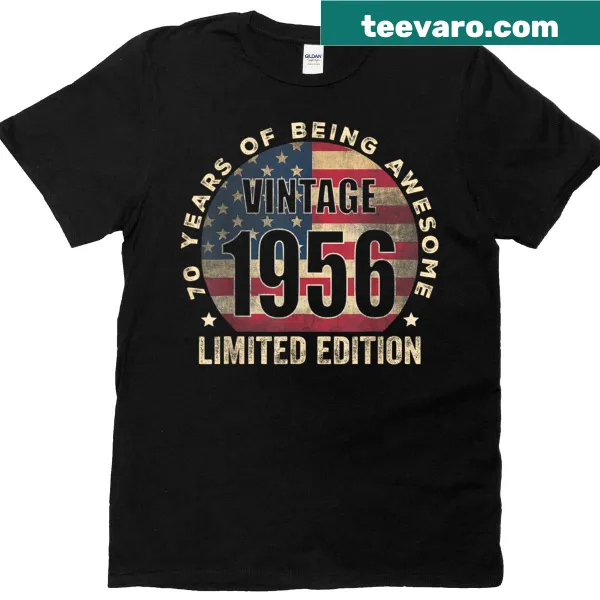 Vintage 70th birthday T-shirt with 1956 design.