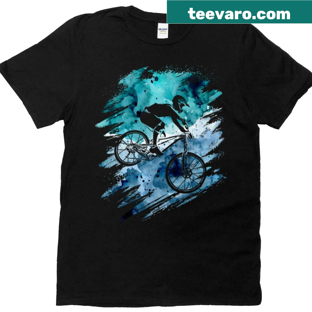 Vintage T-shirt featuring a mountain bike and nature illustration — on a men's t-shirt