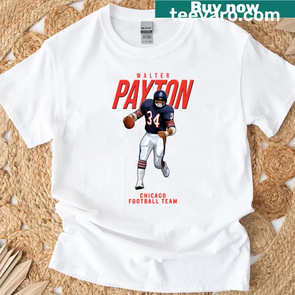 Vintage-style t-shirt featuring Walter Payton's number 34