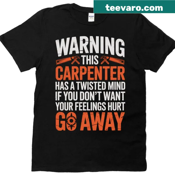 Vintage distressed carpenter t-shirt with a humorous warning graphic