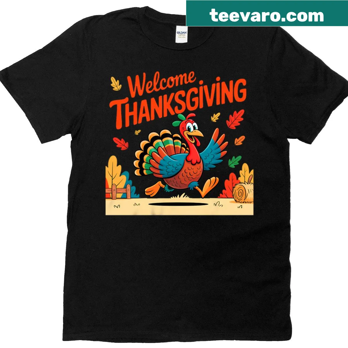 Welcoming t-shirt with a Thanksgiving message — on a men's t-shirt