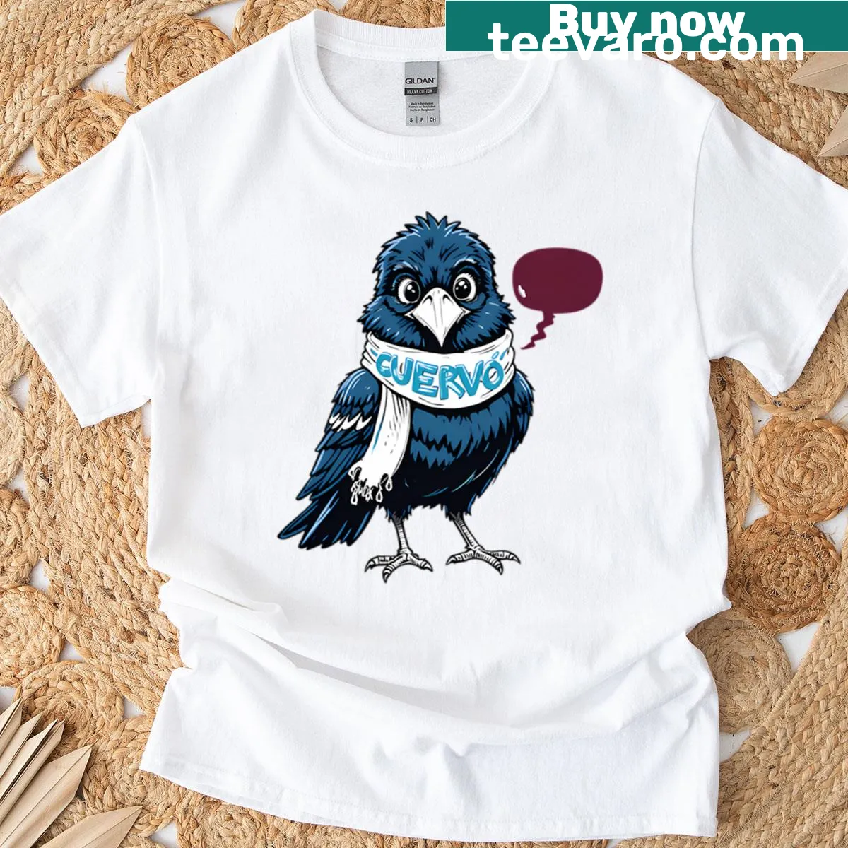 Raven graphic with San Lorenzo elements on T-shirt — on a men's t-shirt