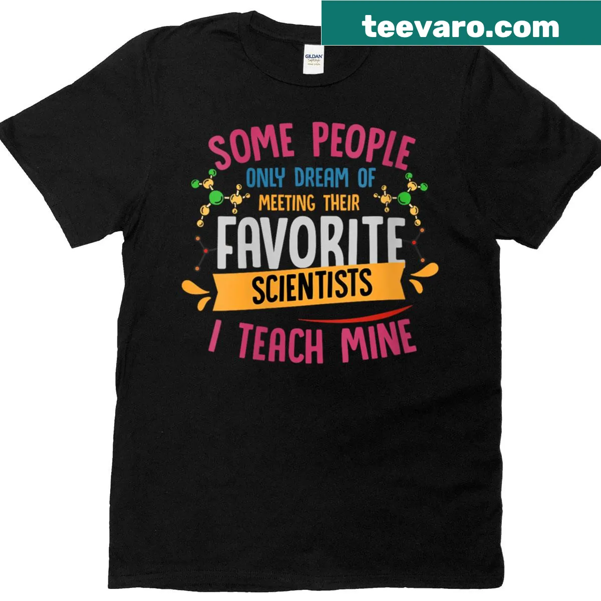 Teacher t-shirt with illustrations of scientists and a heartfelt message — on a men's t-shirt
