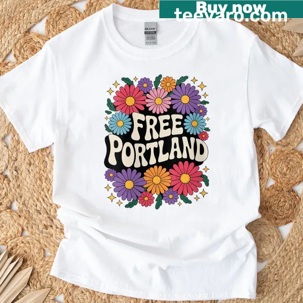 Retro floral design promoting freedom on a T-shirt