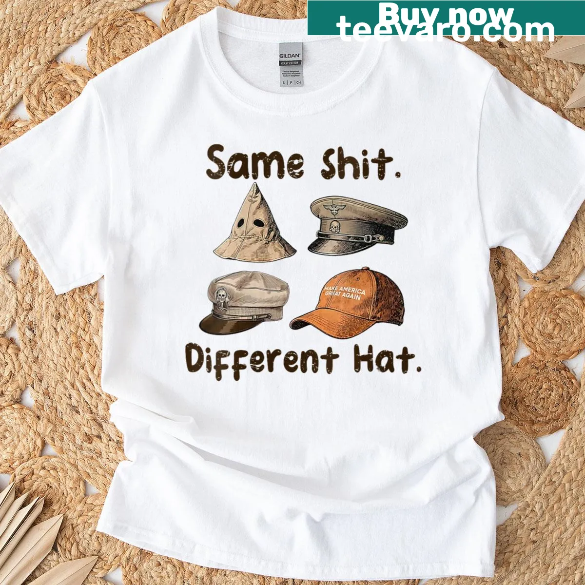 Funny design 'Same Shit Different Hat' in playful illustration — on a men's t-shirt