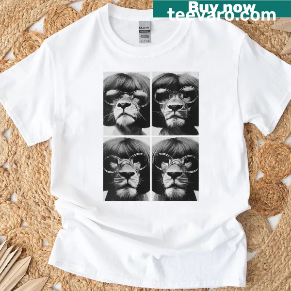 Funny lions with sunglasses cartoon T-shirt