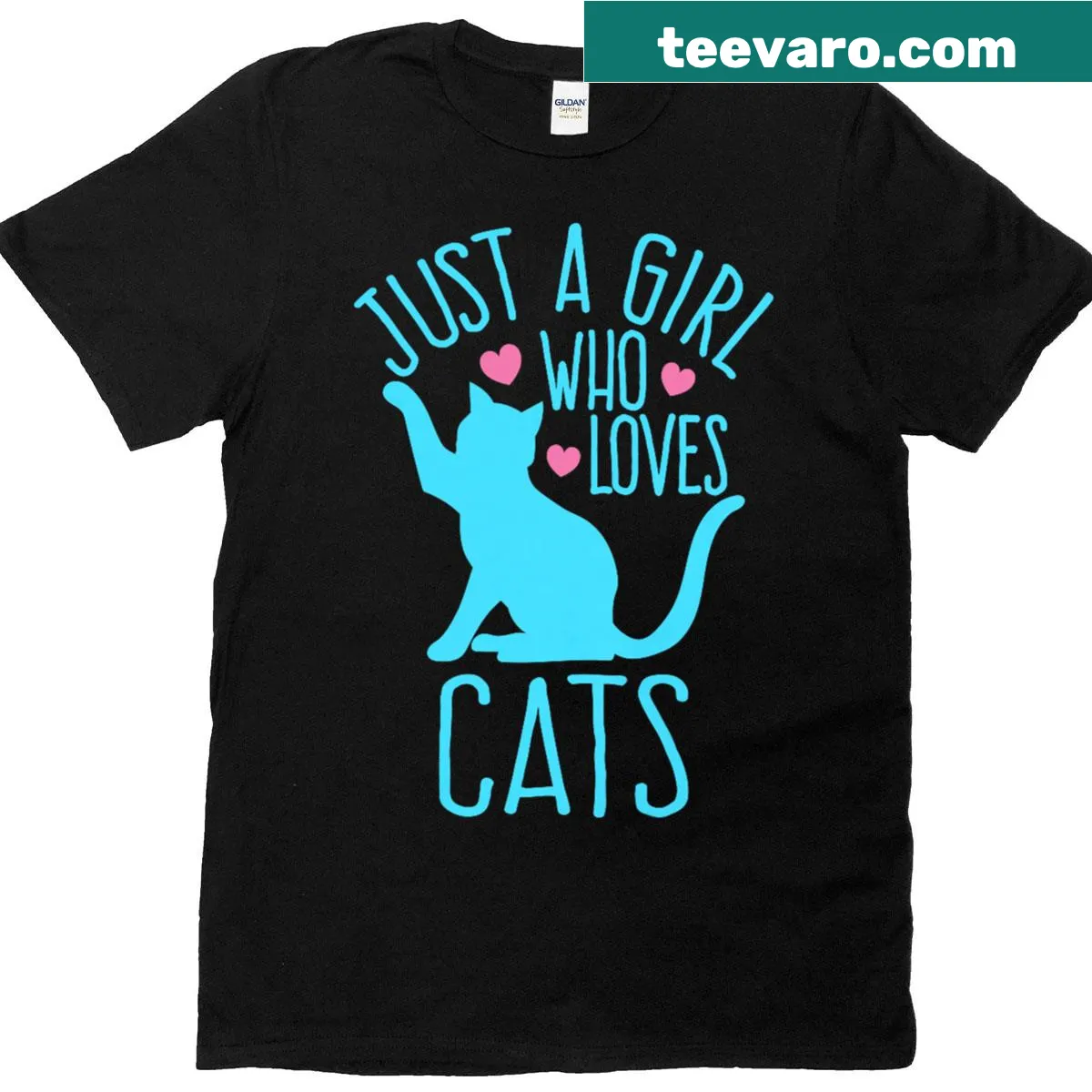 T-shirt with text 'Just A Girl Who Loves Cats' design — on a men's t-shirt