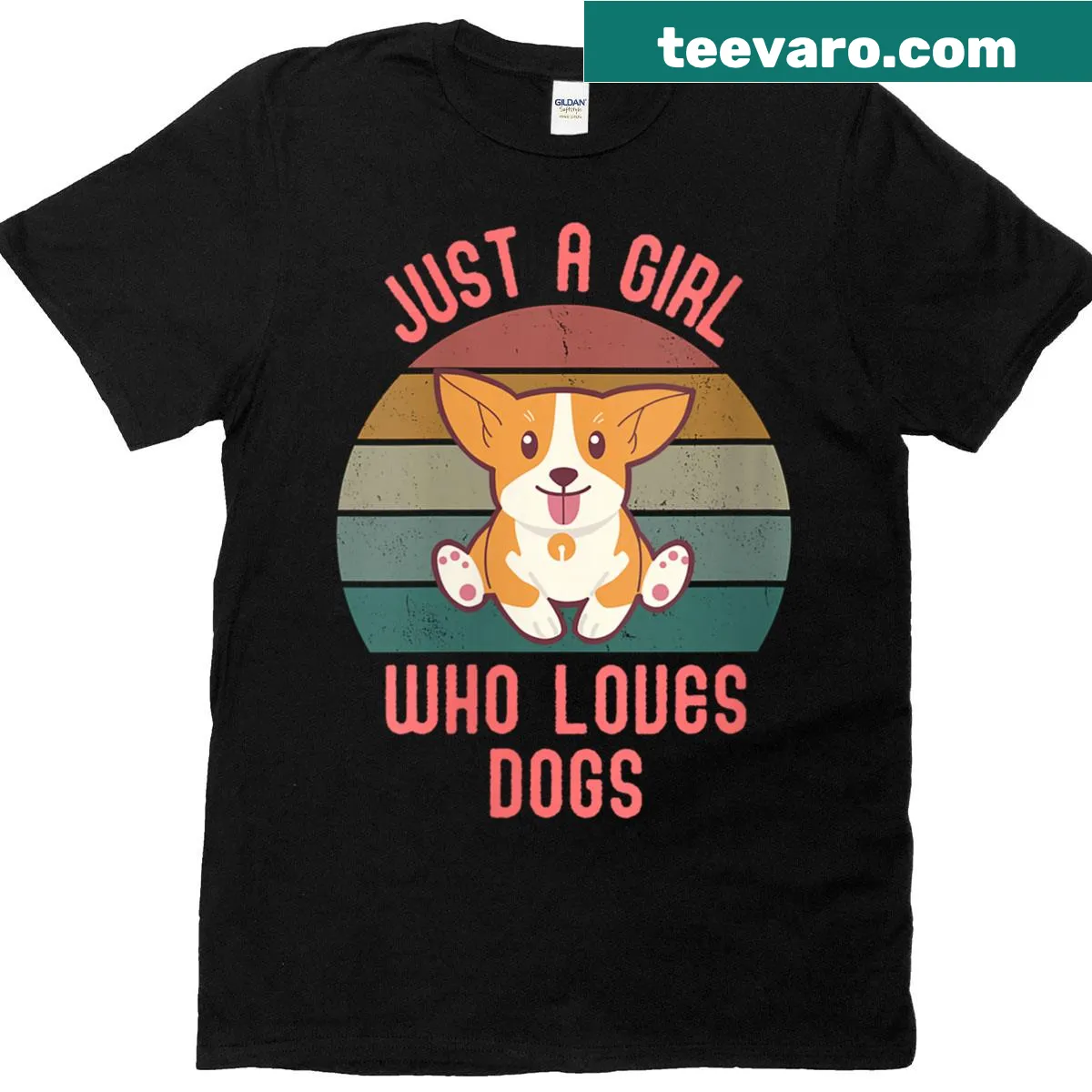 Womens t-shirt featuring the phrase 'Just A Girl Who Loves Dogs' in simple typography — on a men's t-shirt