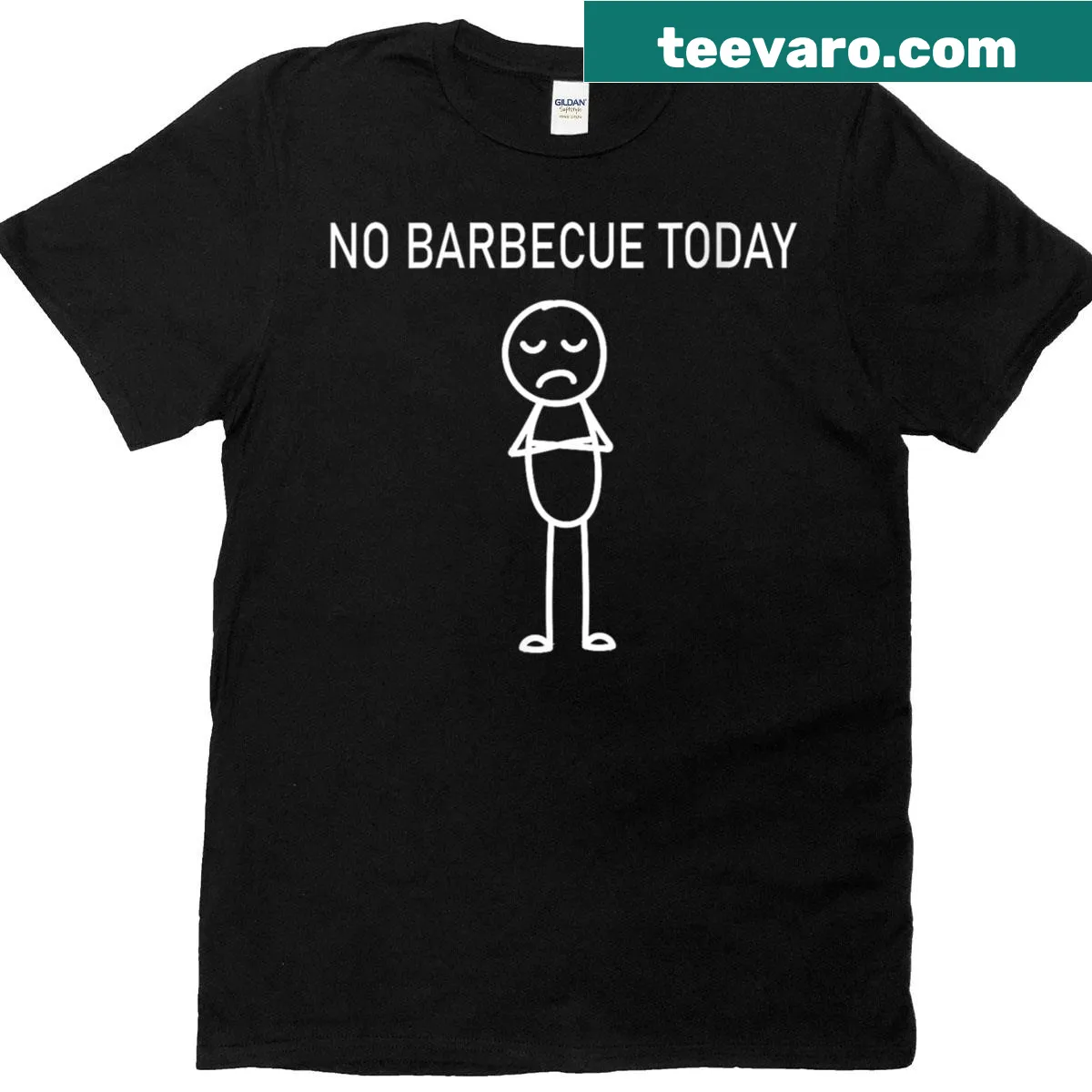 Sad stick figure illustrating no barbecue on a t-shirt — on a men's t-shirt