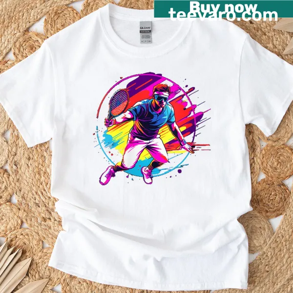 Tennis-themed graphic on women's sport enthusiast T-shirt