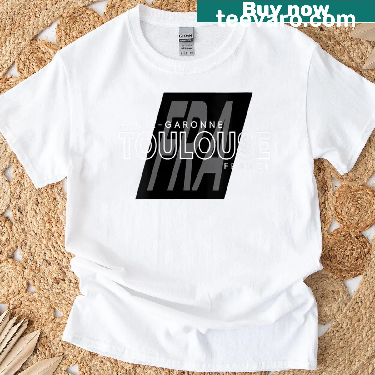 T-shirt featuring an illustration of Toulouse, France — on a men's t-shirt