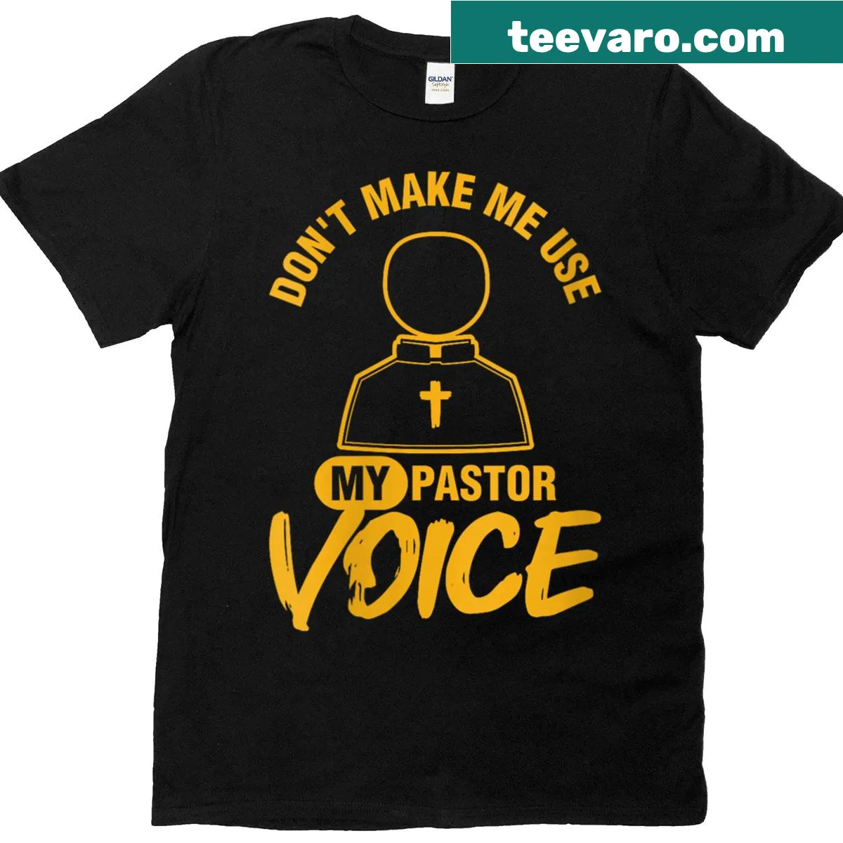 Graphic T-shirt with 'Use My Pastor Voice' for youth pastors — on a men's t-shirt