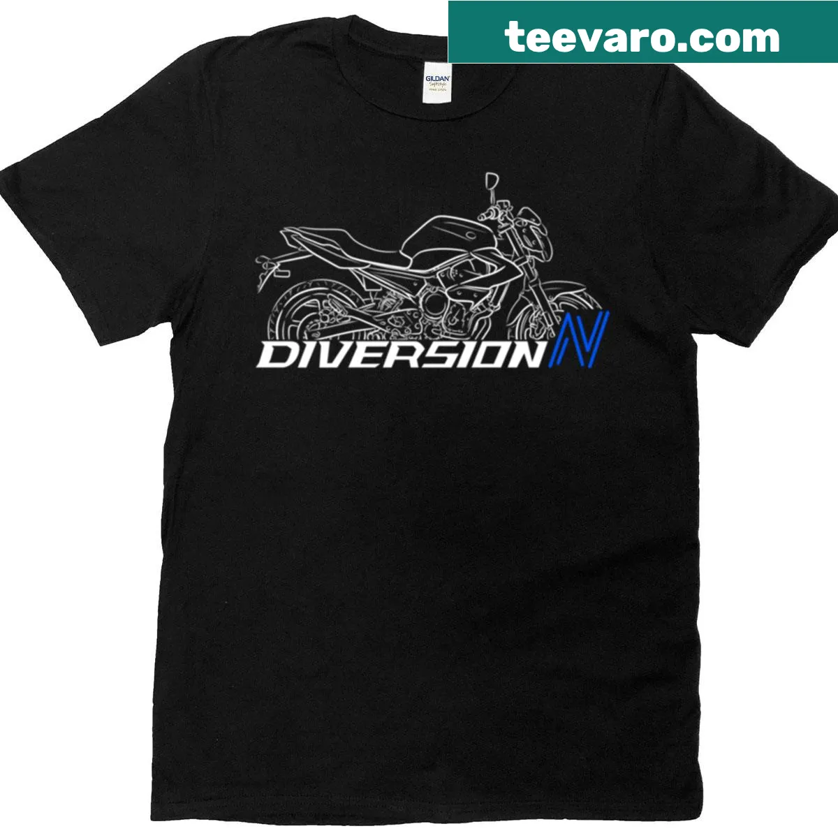 Vintage-style T-shirt featuring a Yamaha XJ6 Diversion motorcycle graphic — on a men's t-shirt