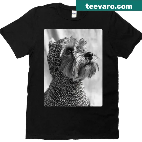 Illustration of a Yorkshire Terrier in medieval knight armor