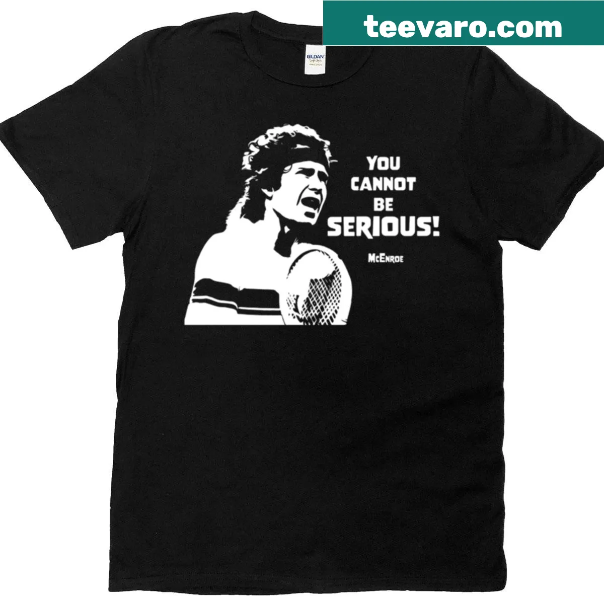 Tennis quote t-shirt featuring John McEnroe's famous saying — on a men's t-shirt