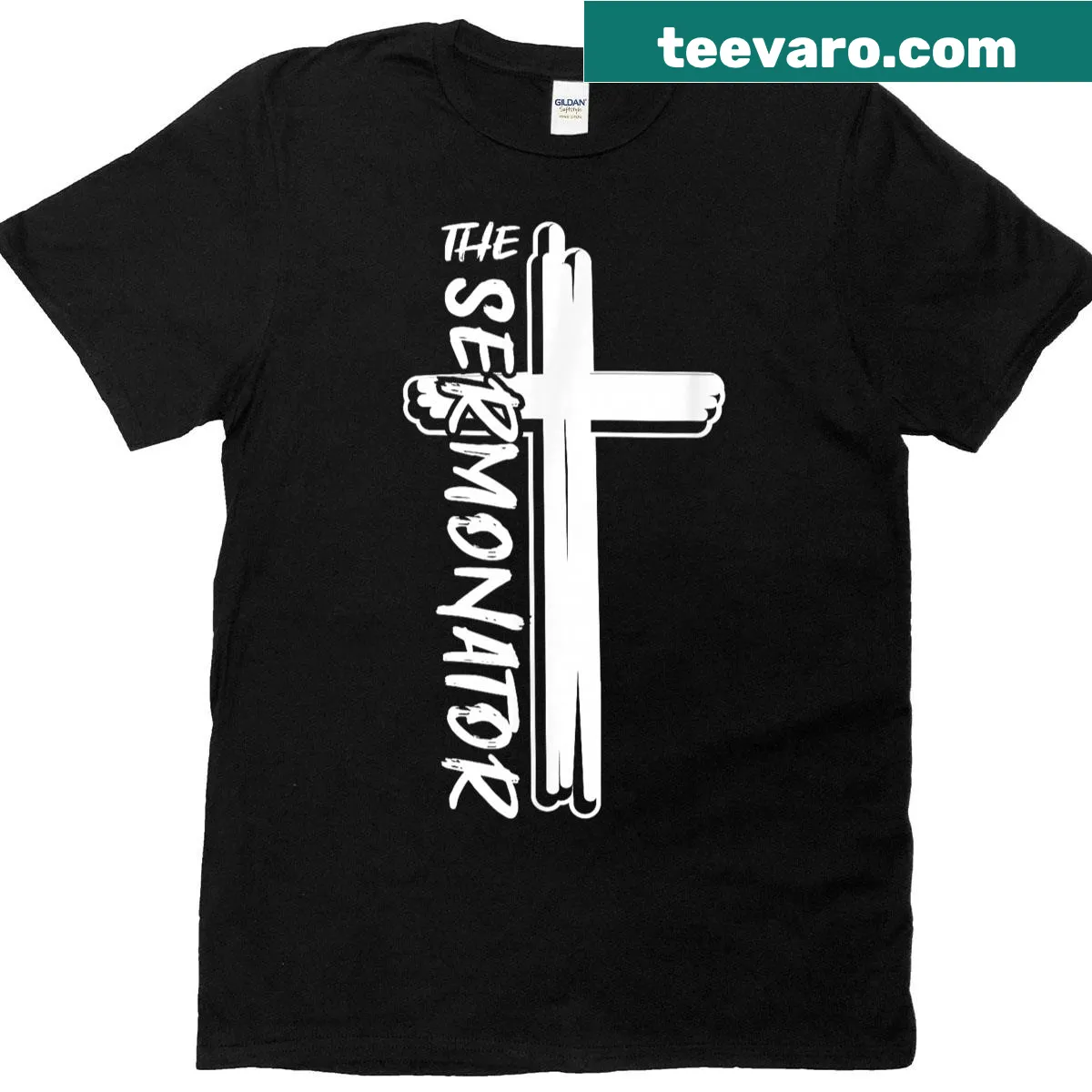 Youth Pastor The Sermonator funny t-shirt — on a men's t-shirt