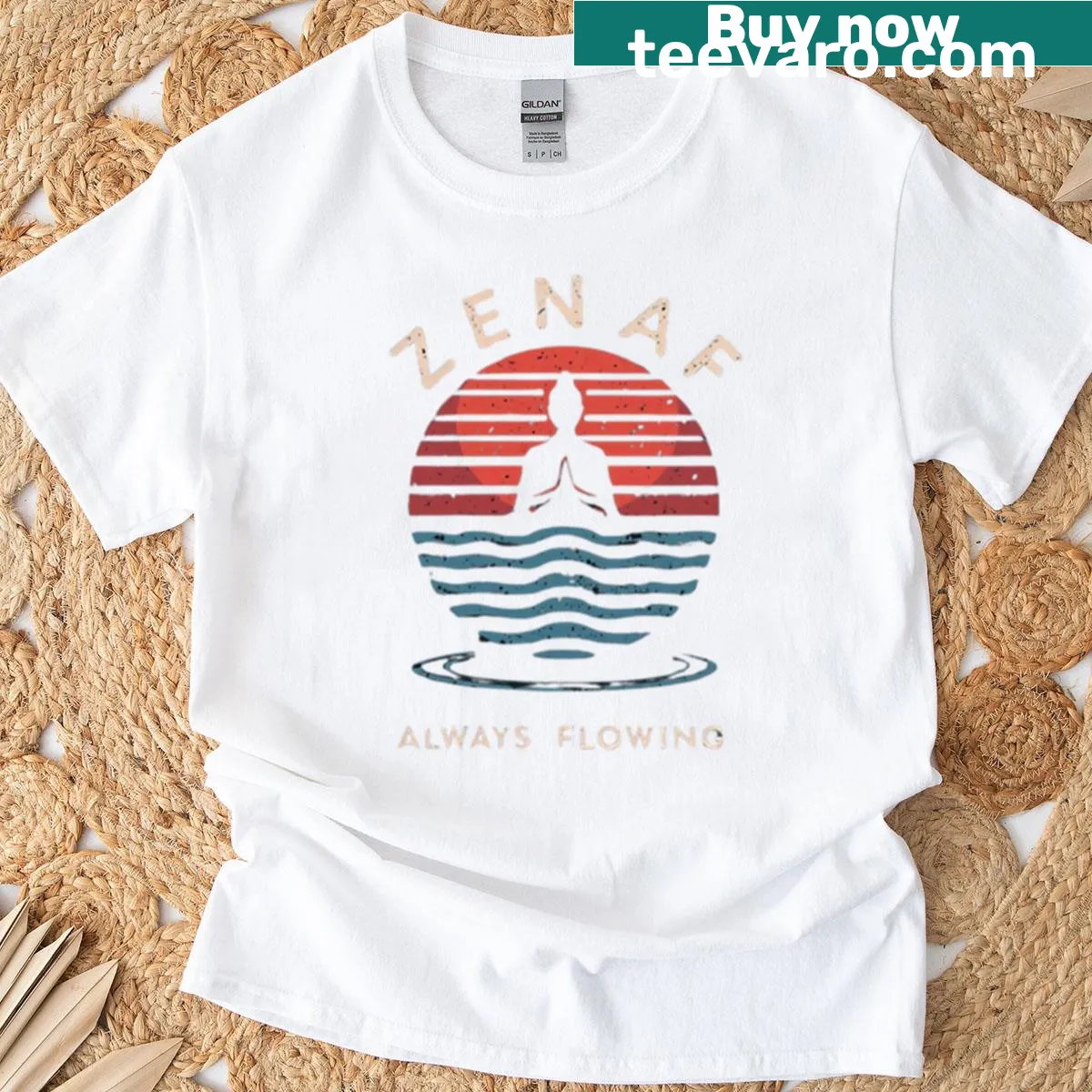 T-shirt with 'Zen Af Always Flowing' text — on a men's t-shirt