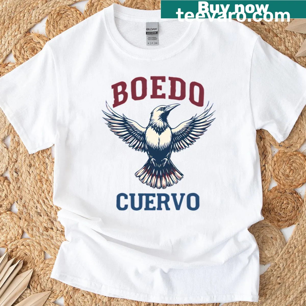 Club pride t-shirt featuring 2 Cuervo Boedo design elements — on a men's t-shirt
