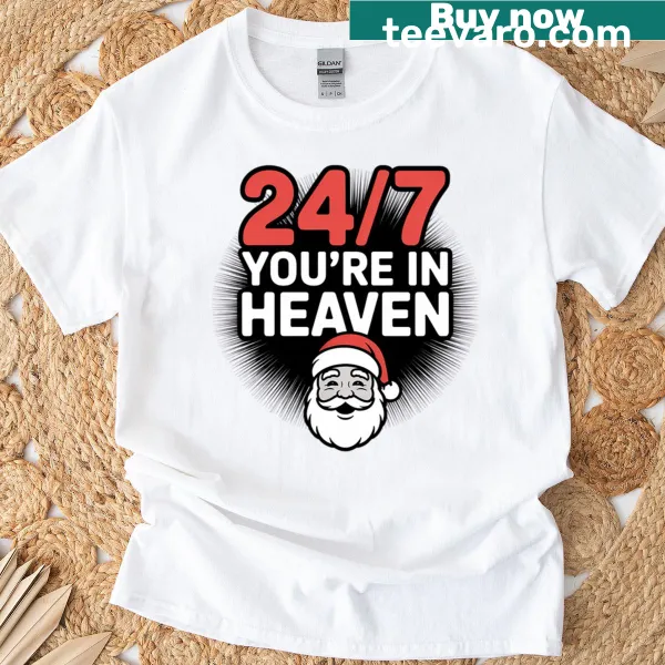 Playful Santa graphic t-shirt celebrating Christmas vibes