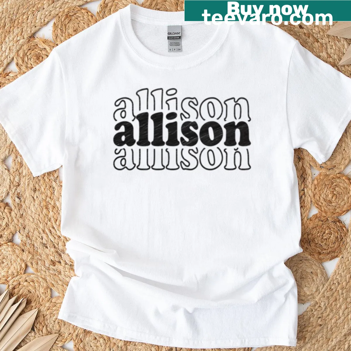 Personalized t-shirt with the name Allison in unique typography — on a men's t-shirt