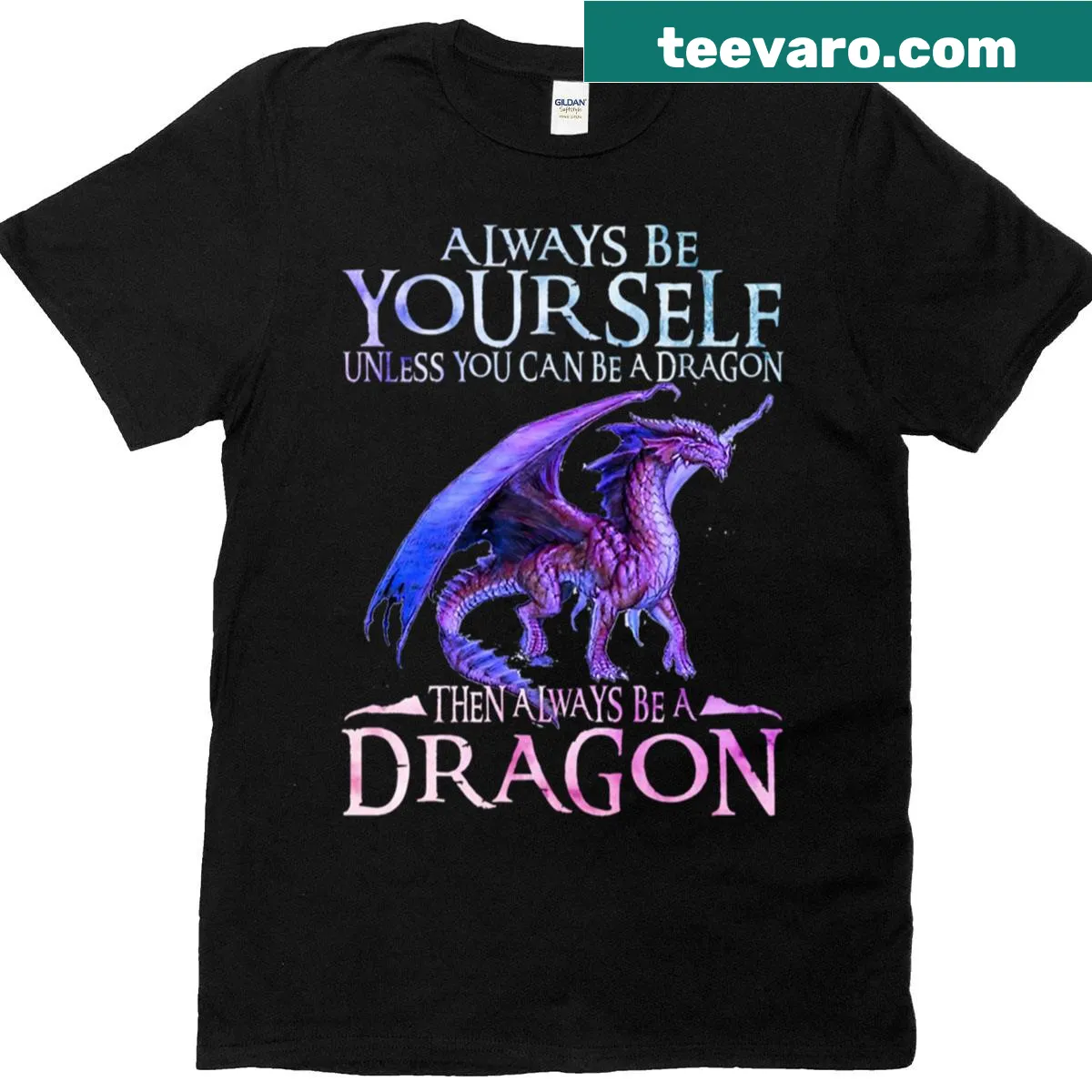 Funny design 'Always Be Yourself' with cartoon dragon — on a men's t-shirt