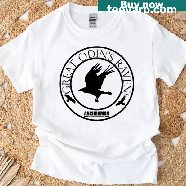 T-shirt featuring Great Odin's raven design from Anchorman