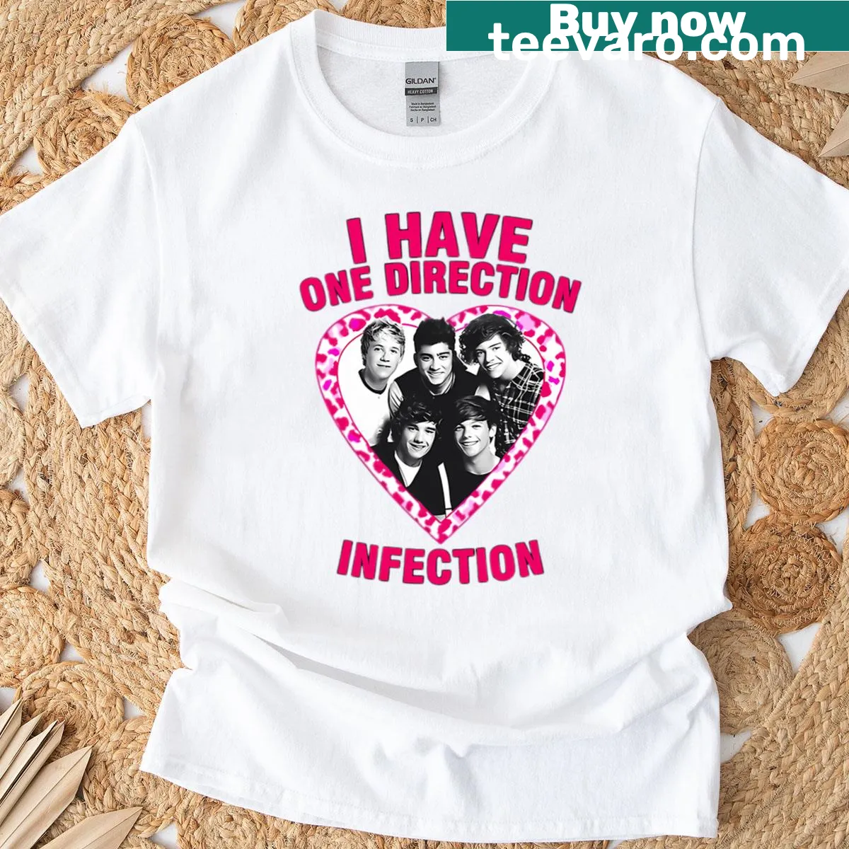 Typography design with 'I Have One Direction Infection' text — on a men's t-shirt